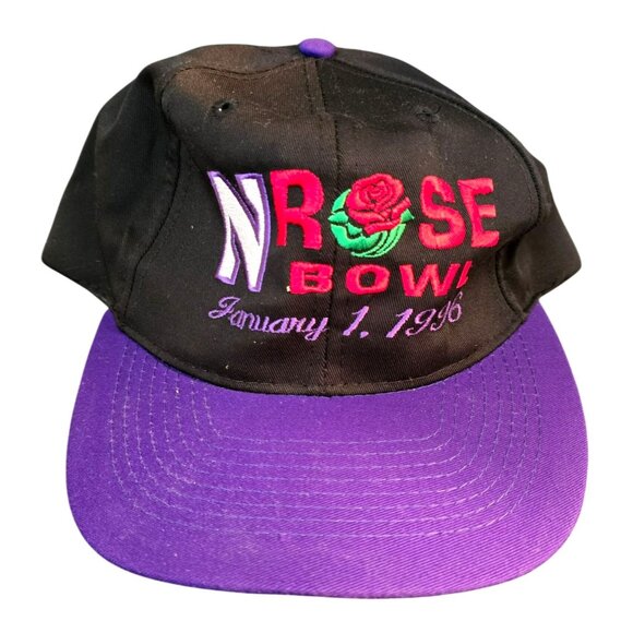 Vintage 1996 Rose Bowl Snapback Hat With Purple Brim & Embroidered Logo CM2092 - Picture 1 of 6